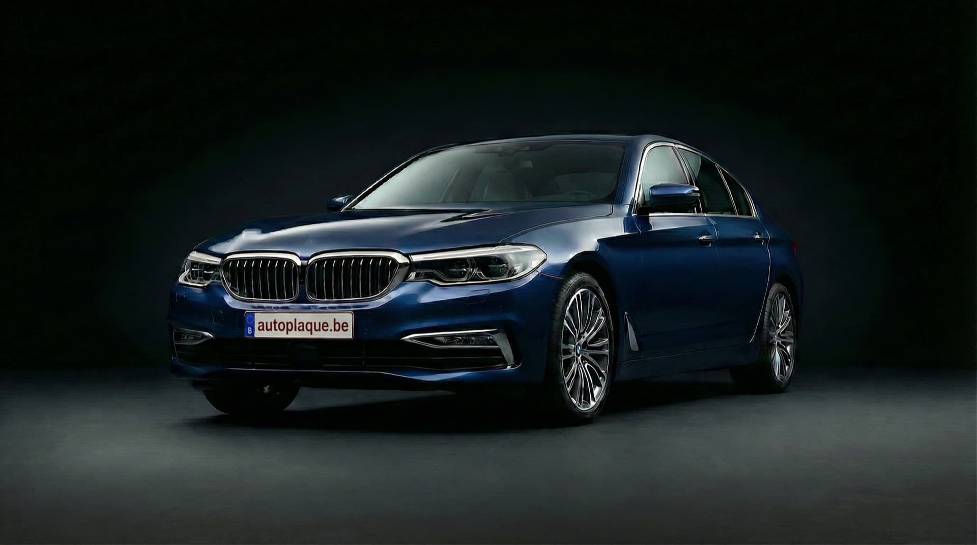 BMW berline premium avec plaque d'immatriculation belge