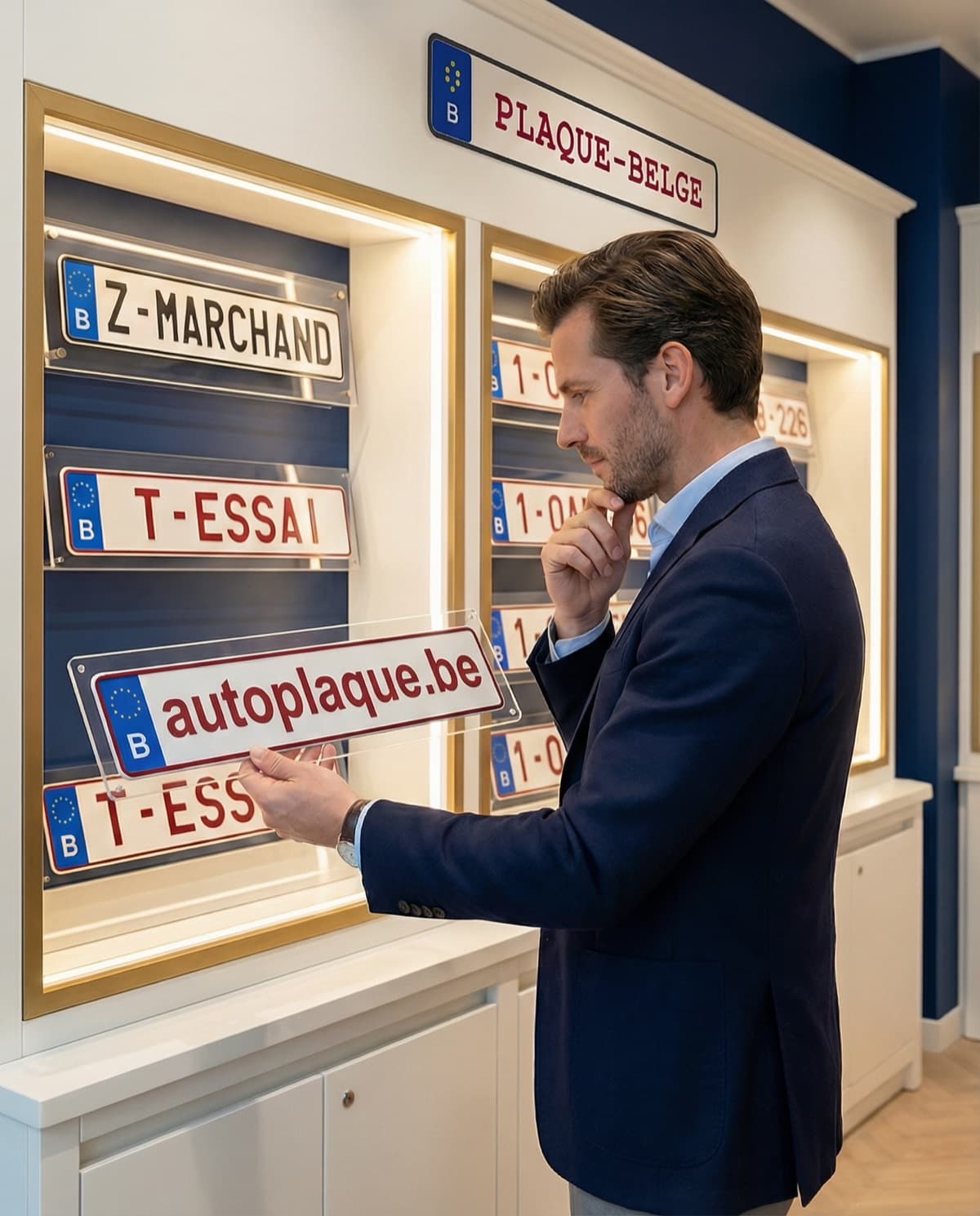 Configurateur de plaque belge avec saisie du numero pour une plaque personnalisee